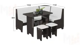 Кухонный уголок Техас Исп.1 Венге, Экокожа белая