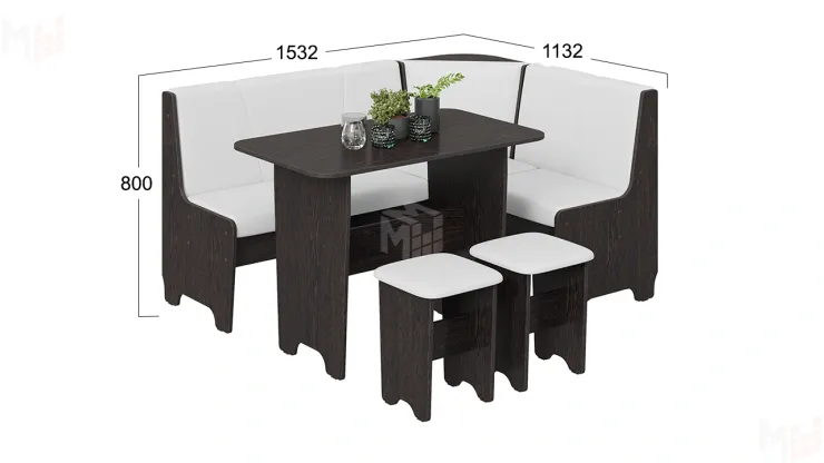 Кухонный уголок Техас Исп.1 Венге, Экокожа белая