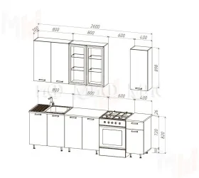 Кухня Рио New 2,0/900 (490) комп №4 (Белый глянец, Дуб крафт (Дуб вотан)
