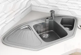 Угловая двухсекционная мойка ULGRAN U-501