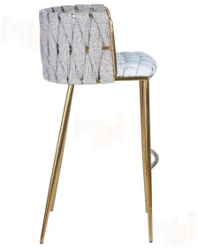Стул барный DOBRIN EMMA GOLD (белый PU (T-01), белая ткань (F-49))