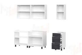 Кухонный гарнитур Вельвет (2,0м) (МДФ) (без столешниц) Бетон Снежный / Бетон графит