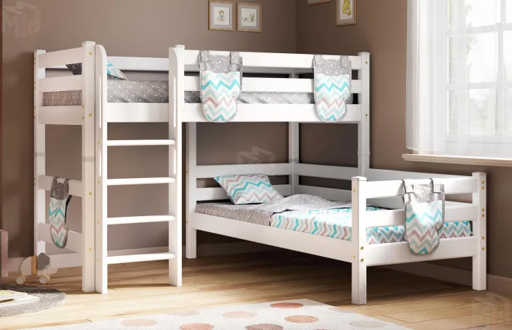 Угловая кровать Соня 7 с прямой лестницей