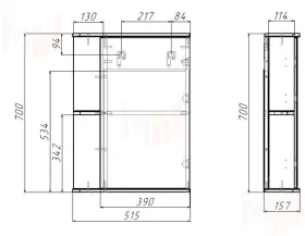 Шкаф-зеркало Норма 1-50 левый/правый Айсберг