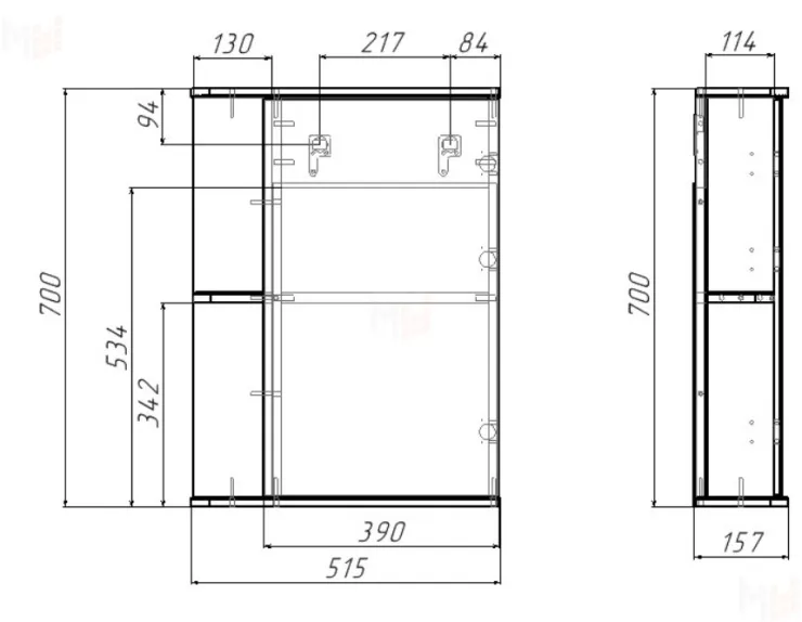 Шкаф-зеркало Норма 1-50 левый/правый Айсберг