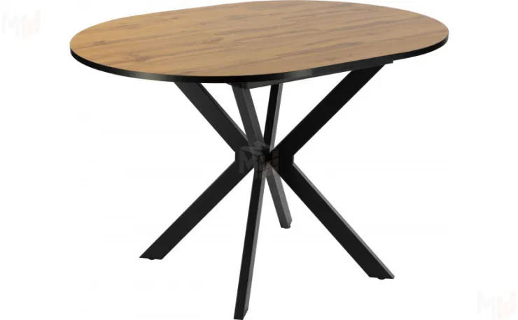 Стол раскладной Вега Лофт D100 Дуб вотан / Черный