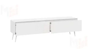 Тумба ТВ Глосс  с опорами - СМ-319.03.011 Белый глянец, Стекло Белый глянец