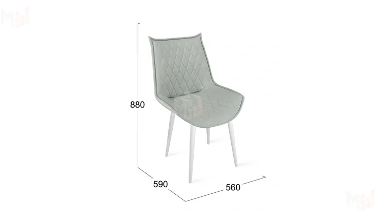 Стул Фэнди К1С  Белый матовый, Велюр Confetti Silver