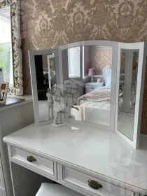 Зеркало трельяж Натали для туалетного столика белый глянец