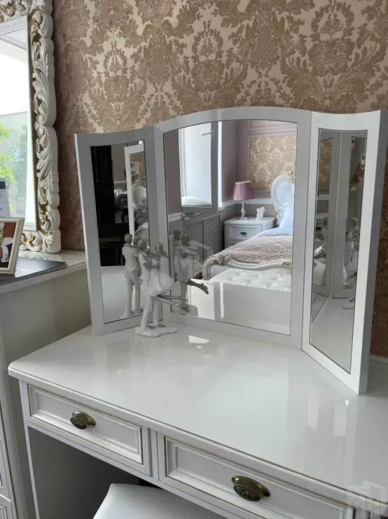 Зеркало трельяж Натали для туалетного столика белый глянец