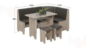 Кухонный уголок Техас Исп.1 Дуб Сонома трюфель, Экокожа коричневая