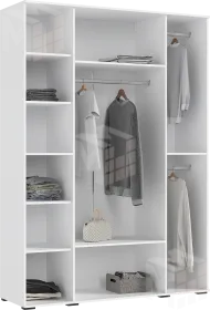 Шкаф Норд 4-х створчатый с антресолью (белый/белый глянец)