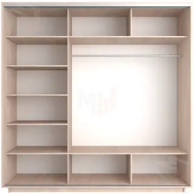 Шкаф-купе Экспресс трио 2 зеркала 2400 (Ясень шимо светлый)