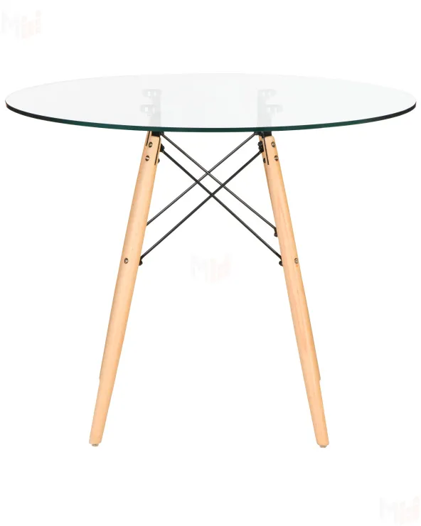 Стол обеденный DOBRIN CHELSEA`90 GLASS (ножки светлый бук, столешница стекло)