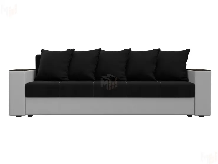 Диван прямой Дубай Лайт полки слева ( Черный\Белый )