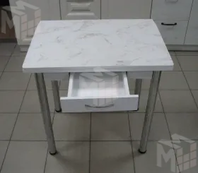 Стол Ломберный поворотно-раскладной с ящиком 780х580 (сабия) ножки хром