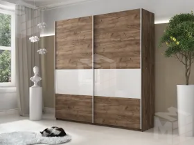 Шкаф-купе Прайм Широкий 2-х дверный 220 см, Крафт табачный/Белое стекло