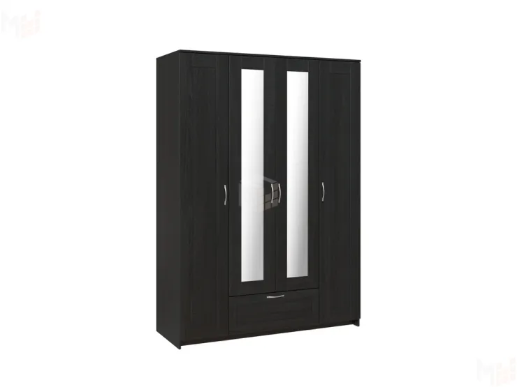 2.02.01.520.5 СИРИУС шкаф 4 двери и 1 ящик 156х59х220 Дуб Венге RU (с 2 зеркалами)