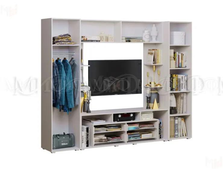 Гостиная Гармония МДФ Белый/Черный глянец