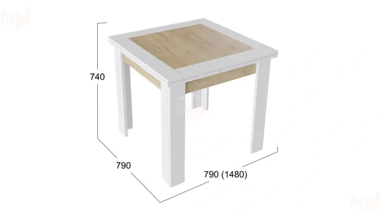 Стол раздвижной Хьюстон тип 3 Белый, Дуб Крафт золотой