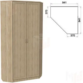 Шкаф угловой со штангой и полками 401