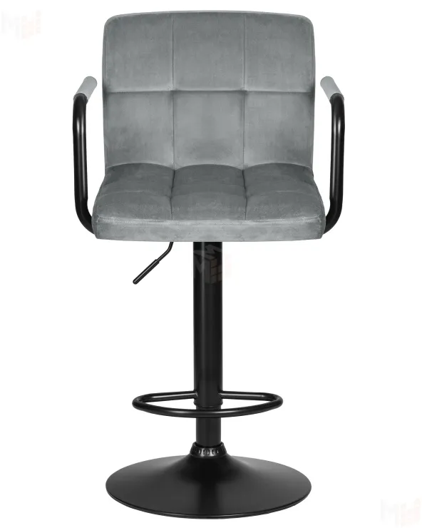 Стул барный DOBRIN KRUGER ARM BLACK (серый велюр (MJ9-75))