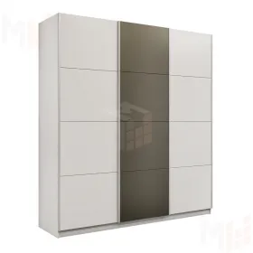 Шкаф-купе широкий Прайм 3-х дверный ЛДСП, Стекло хаки 240 см