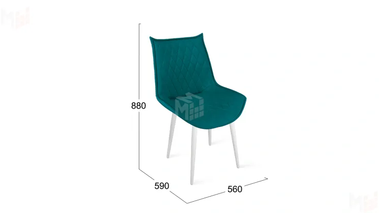 Стул Фэнди К1С  Белый матовый, Велюр Confetti Izumrud