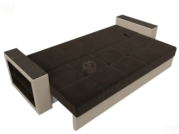 Диван прямой Дубай Лайт полки слева ( Коричневый\Бежевый )