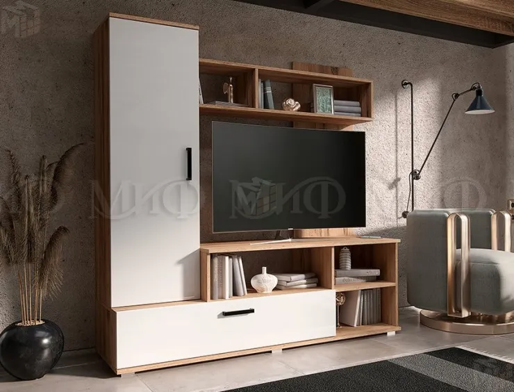 Гостиная Мини (дуб крафт/белый глянец)