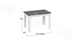 Стол раздвижной Промо  тип 4 Белый, Ателье темный