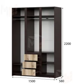 Шкаф для одежды Прага трехстворчатый Серия 3