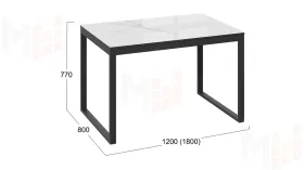 Стол обеденный Маркус Тип 1 Черный муар, Стекло белый мрамор