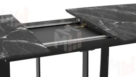 Стол обеденный Орфей Черный муар, Стекло глянцевое черный мрамор