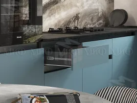 Кухонный гарнитур Техно-6 угловой 3,0*1,8 м (браш блю)