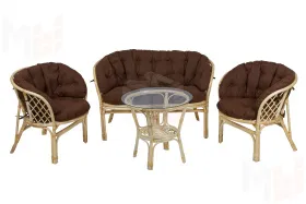 Комплект Багама с диваном и коричневыми ушастыми подушками