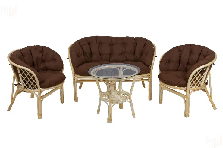 Комплект Багама с диваном и коричневыми ушастыми подушками