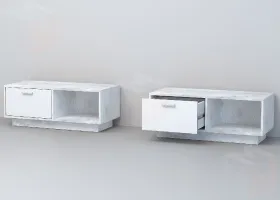 Тумба Т-4 ПД Эго   Бетон Светлый/Белый Глянец