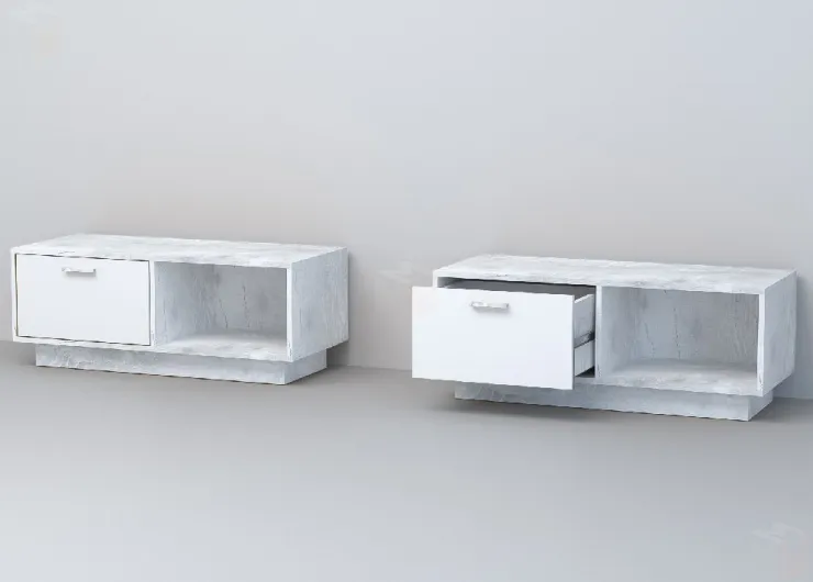 Тумба Т-4 ПД Эго   Бетон Светлый/Белый Глянец