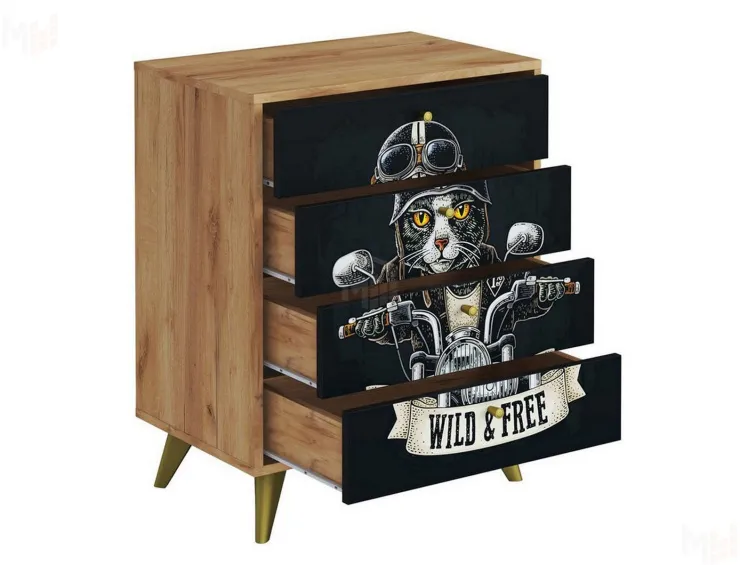 Комод Фьюжн КМ-001 крафт золотой/Biker cat