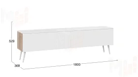 Тумба ТВ Порто с опорами - СМ-393.03.011 Яблоня Беллуно, Белый софт