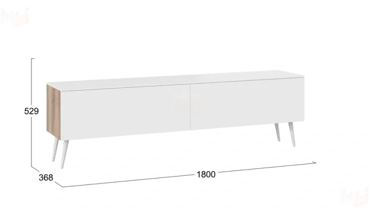 Тумба ТВ Порто с опорами - СМ-393.03.011 Яблоня Беллуно, Белый софт