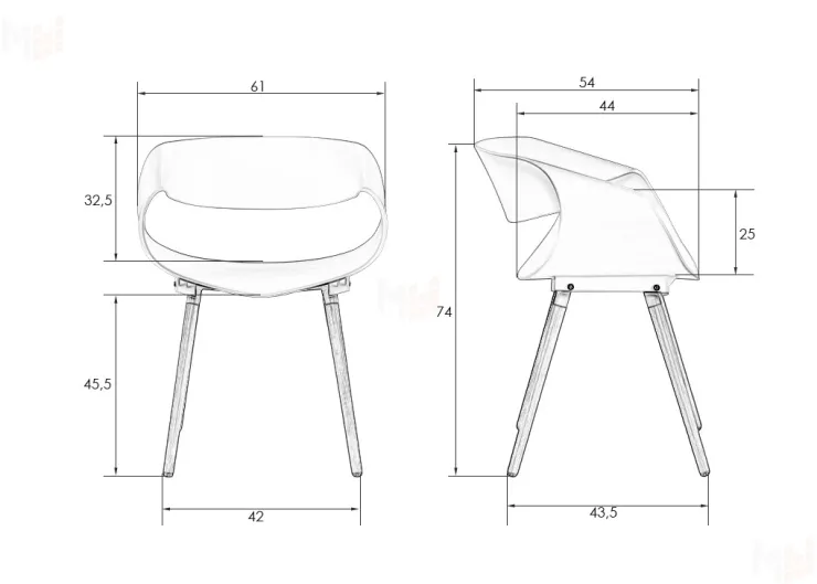 Стул обеденный DOBRIN ALIEN (ножки светлый бук, цвет светло-серый (GR-01))