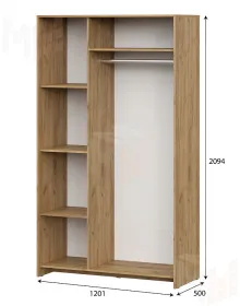 Шкаф трехстворчатый МСП 1 Дуб Золотой / Камень Тёмный