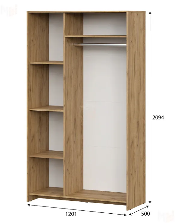 Шкаф трехстворчатый МСП 1 Дуб Золотой / Камень Тёмный