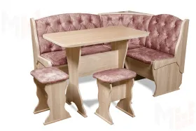 Кухонный уголок Орхидея Люкс (ясень/велюр Коралл)