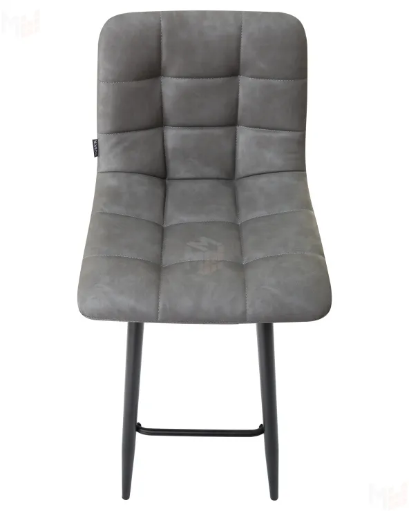 Стул барный DOBRIN NICOLE (черные матовые ножки, серая антрацитовая винтажная экокожа (RU-08))