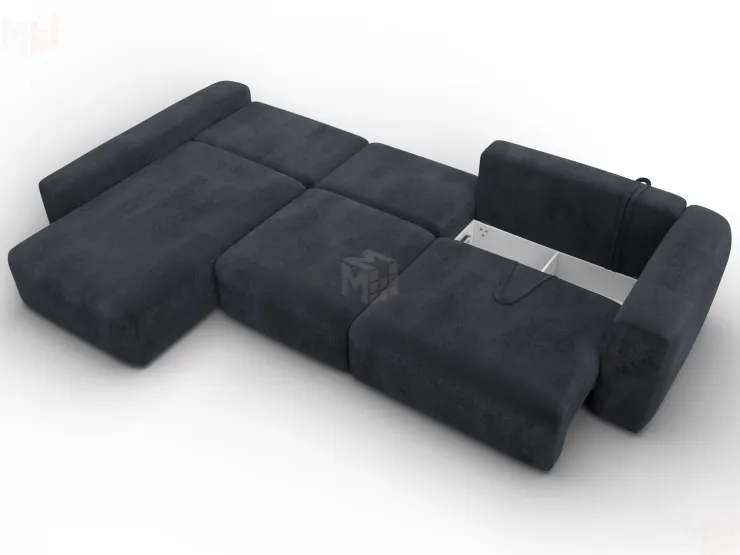 Диван угловой Лига-066 НПБ Лонг угол левый ( TOWER 11 темно-серый )