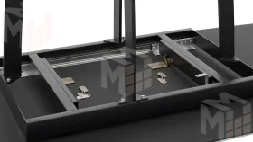 Стол обеденный Орфей Черный муар, Стекло глянцевое белый мрамор