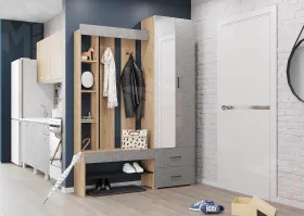 Прихожая Домино (крафт золотой/бетон)